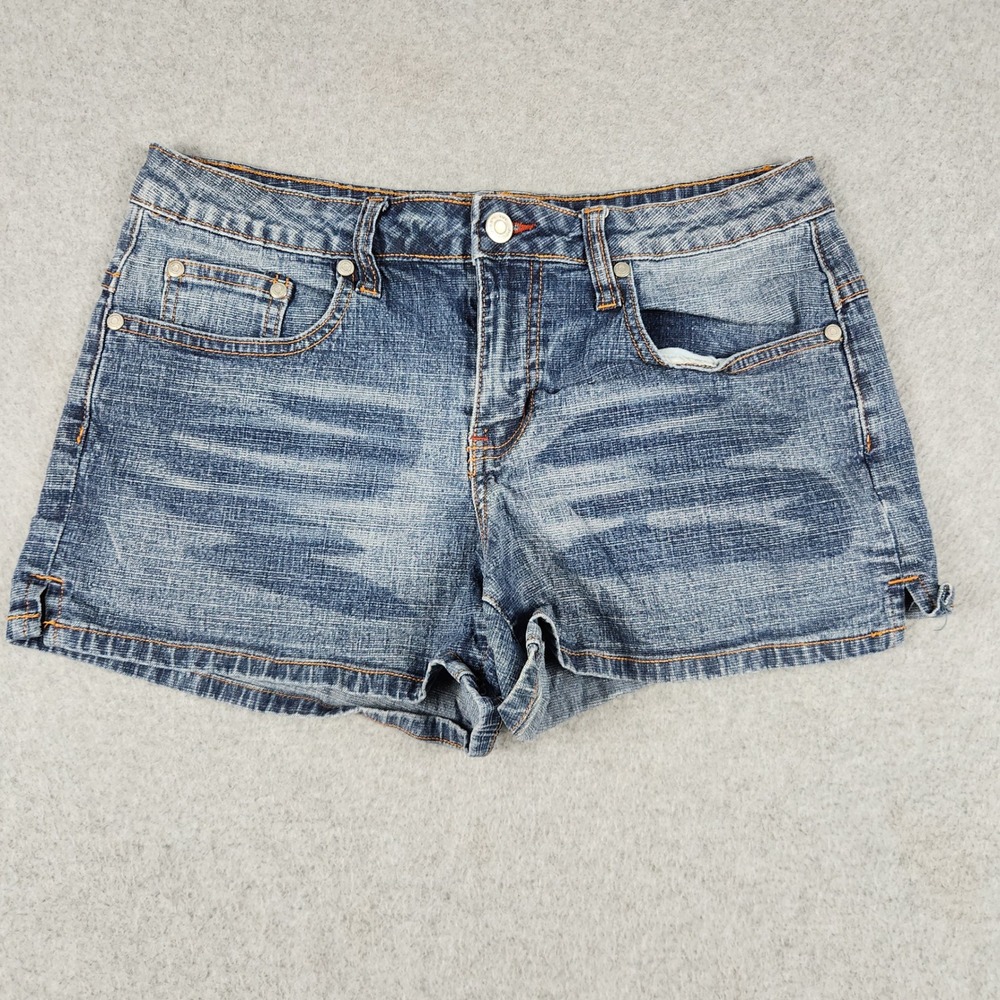 No Boundaries Denim Shorts Womens 9 Blue Stretch Medium Wash Embroidered Y2K